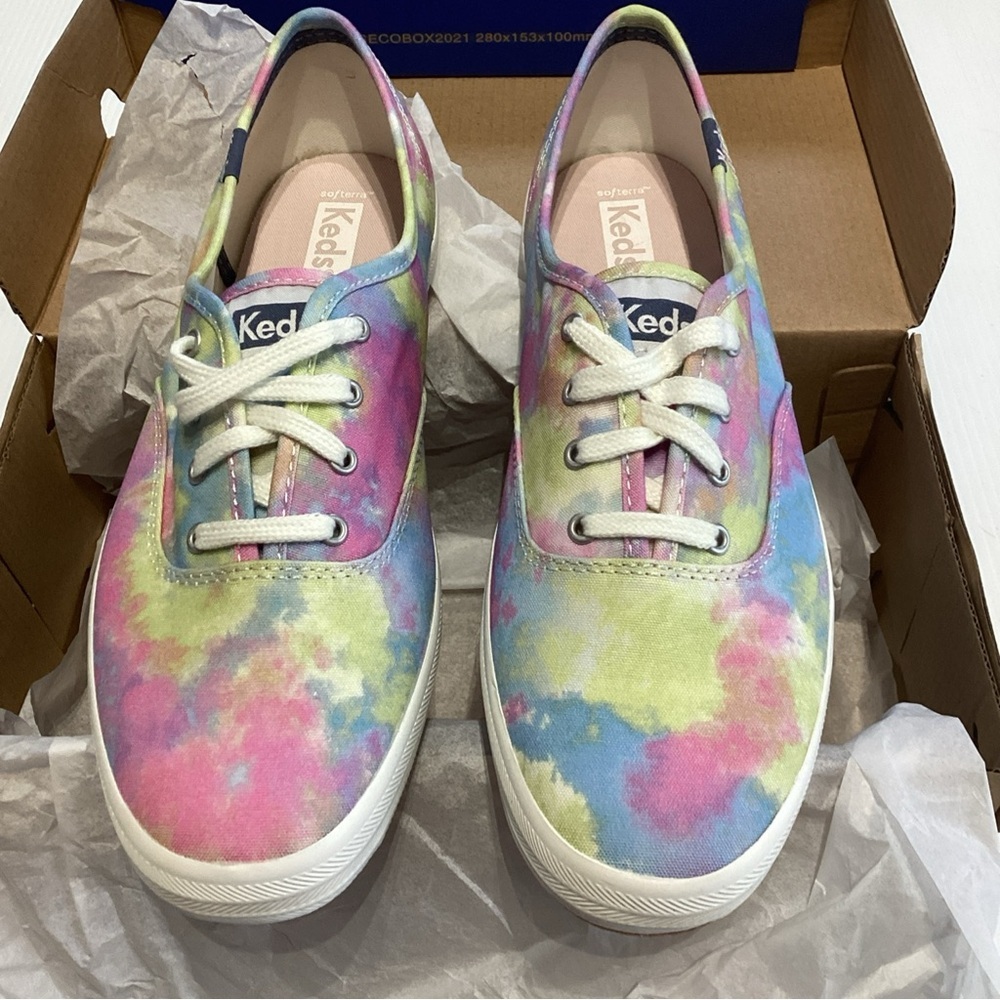 Keds Champion Canvas Softerra Womens Tie Dye Pink Purple Shoes Sz 9
